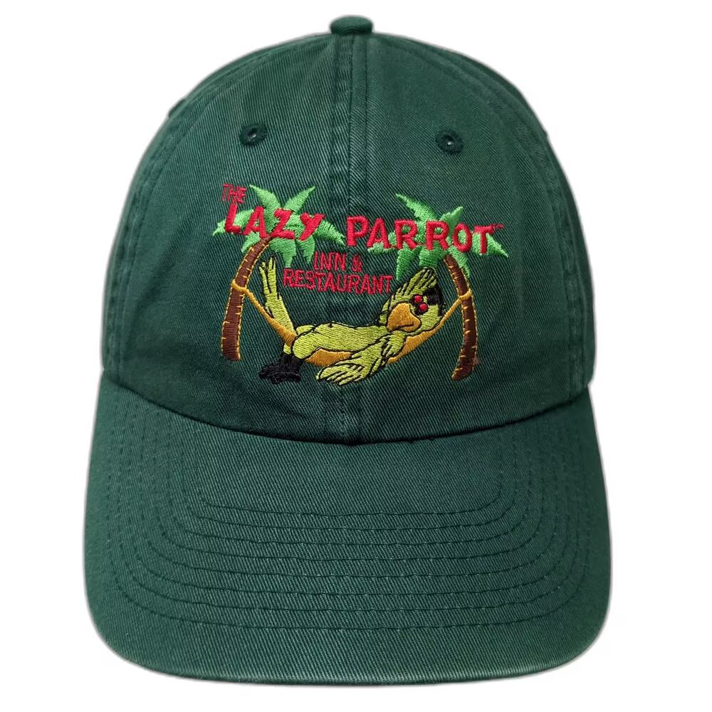 Dog Daze Baseball Cap Green Red OS Hat Lazy Parrot Rincon Puerto Rico Slideback